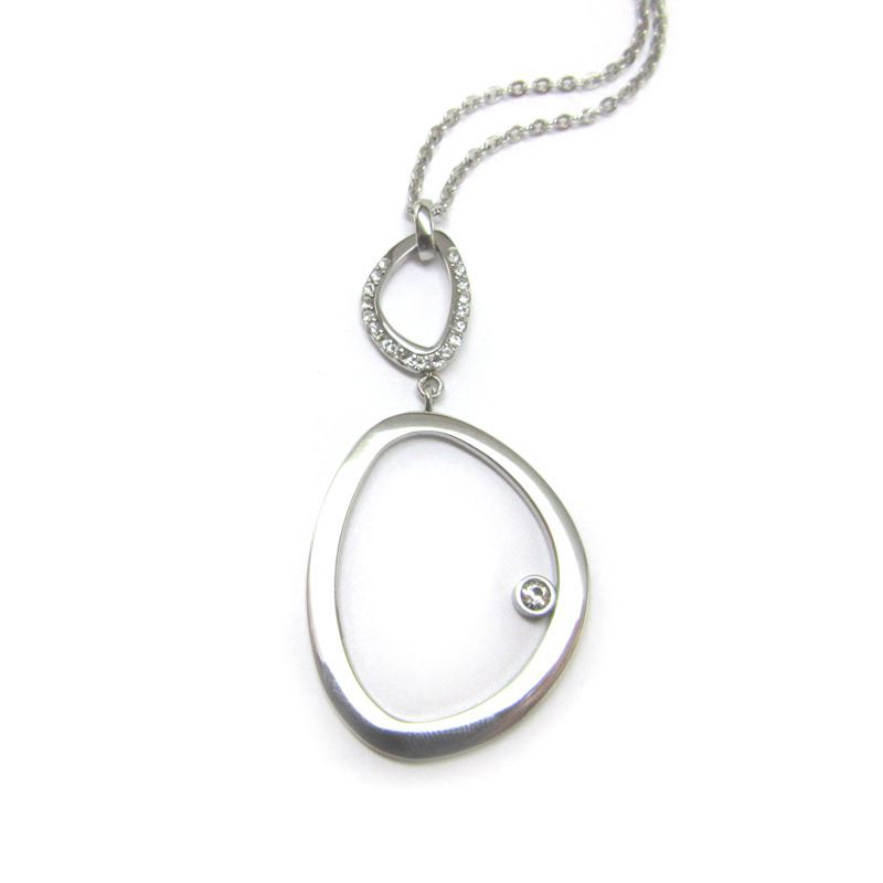 STEELX Modern Open Ovals w/CZ and Chain - N2013 - Click Image to Close